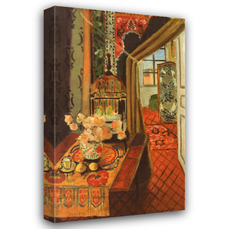 Intérieur, fleurs et perruches, 1924, H 40 po x l 24 po