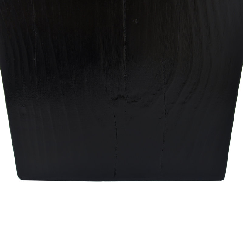 Table d'appoint moderne carrée noire à colonne avec sophistication naturelle rétro, pour les espaces intérieurs, L 14,5 po x l, arrangement de hauteurs variables et espaces extérieurs