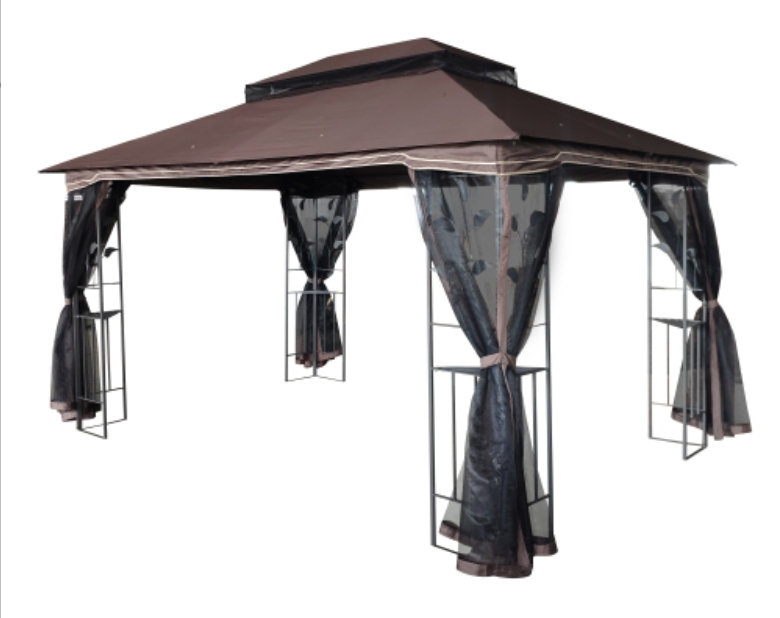 Tente de pavillon pour patio 13 x 13 po avec double toit ventilé et moustiquaire