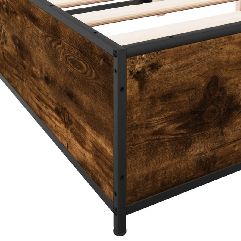 Vidaxl Bed Frame And Metal, Smoked Oak, Small Double (4')