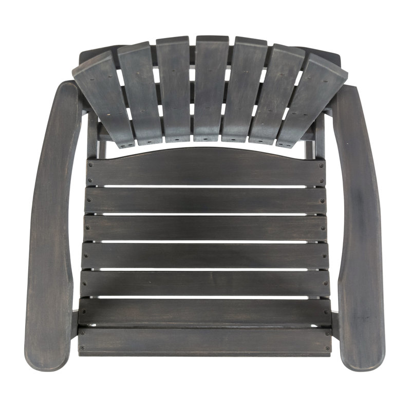 Ensemble de 2 tabourets de bar Adirondack d'extérieur - Bois d'acacia massif, dossier à lattes gris foncé