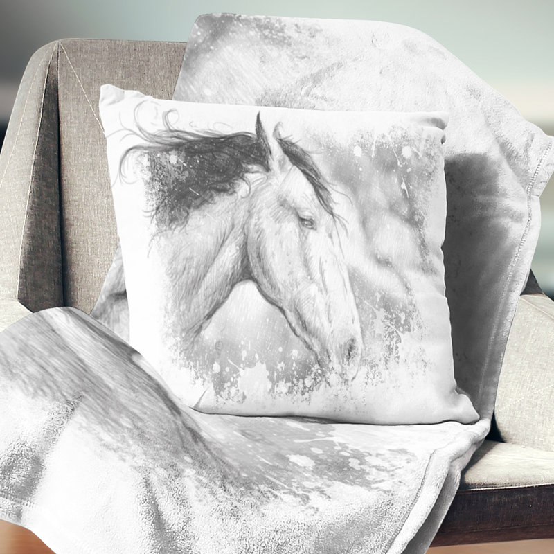 Oreiller d’art cheval de cheval animal, 16 po x 1 po, Coussin décoratif
