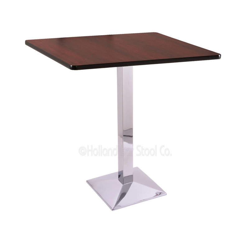 Bar Height Pedestal Table, Chrome, 42" H x 36" L x 36" W