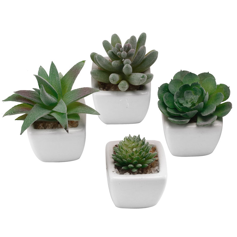 4'' Faux Succulent in Ceramic Pot