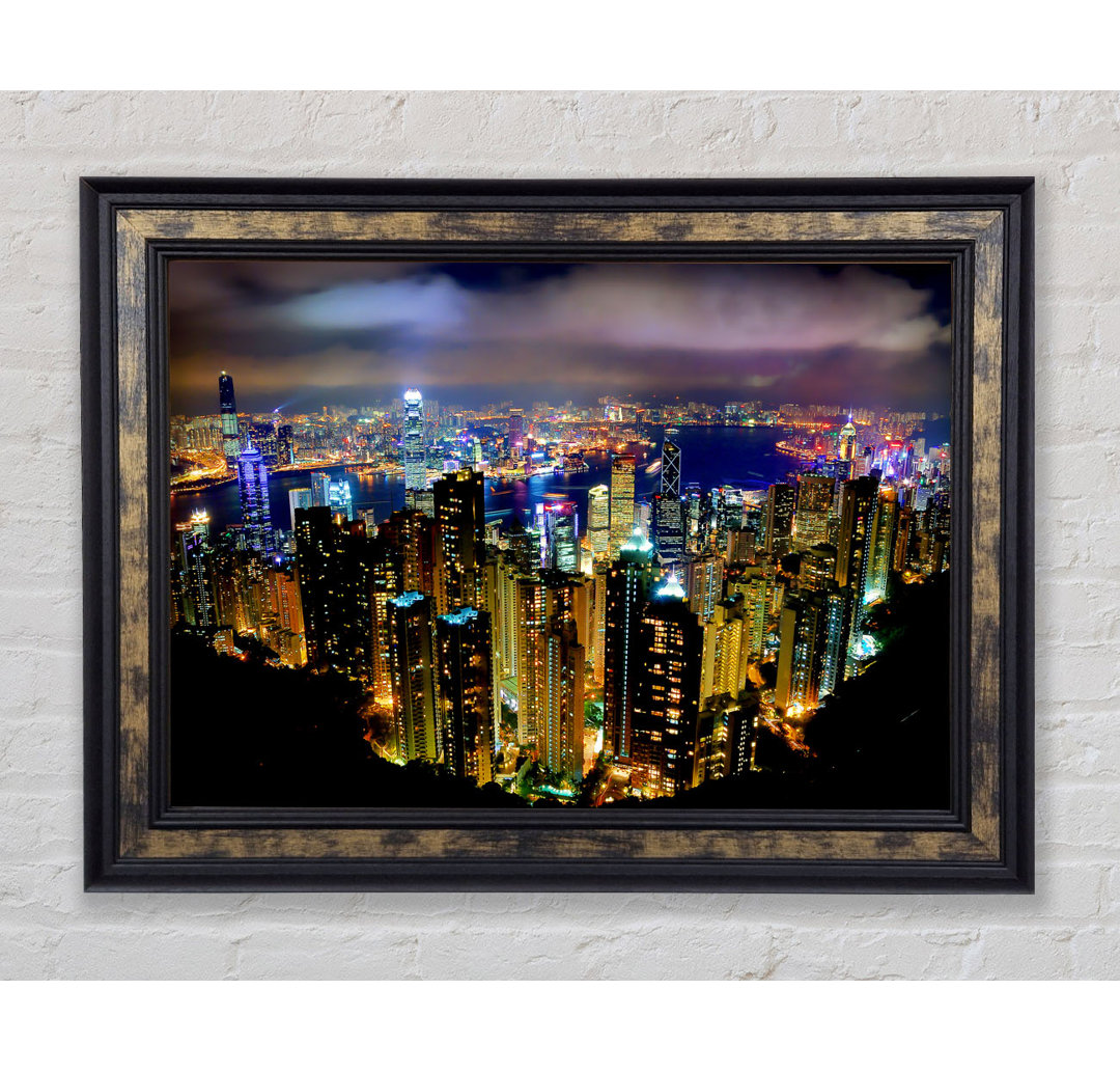 Hong Kong Night Light - Einzelne Bilderrahmen Kunstdrucke