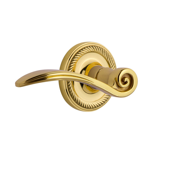 Rope Rosette Single Dummy with Swan Lever, Polished Brass, Left Handed