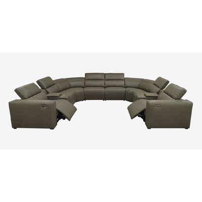 Alpine Leather Match Reclining Modular Sectional