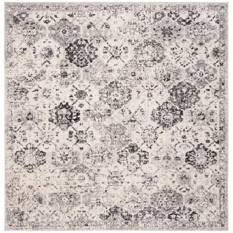 Tapis oriental argenté / gris Newhouse, Carré 6 pi 7 po
