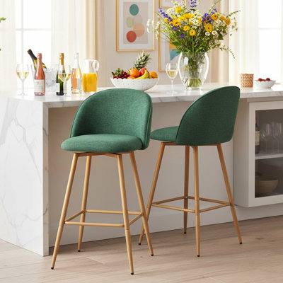Cusick 26" Seat Height Swivel Upholstered Counter Stools Barstool with Backrest Footrest for Kitchen Island Dining Room