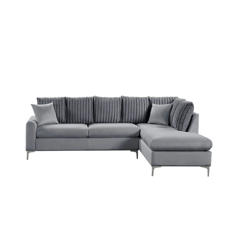 Canapé modulaire en velours Eliana, Velours gris velours