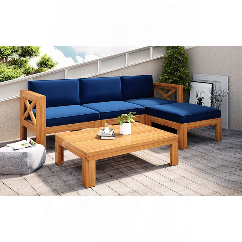 Ensemble de conversation modulaire avec canapé et coussins 5 pièces, Marine