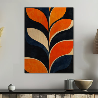 Motif de feuilles au coucher du soleil - Décoration murale en bois à feuillage