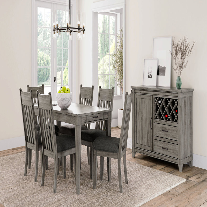 Rustic Grey Dining Table Two Storage Drawers And Leaf