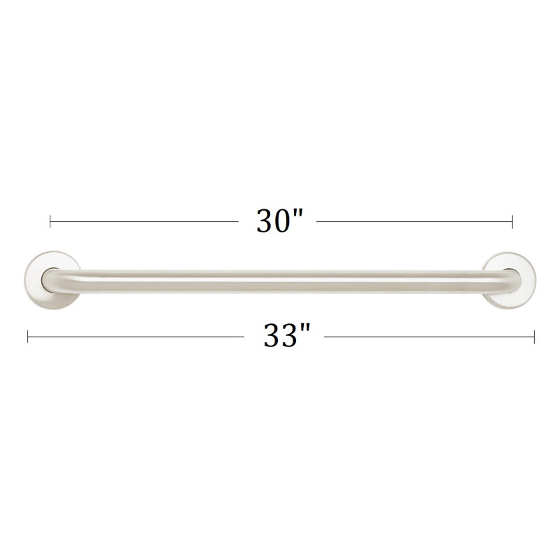 Straight Bathroom Safety Grab Bar, Satin, 30" W