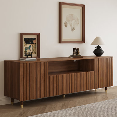 70.87" Mid-Century Modern TV Stand, Fits Tvs Up To 75", Media Console With Ample Storage & Elevated Legs