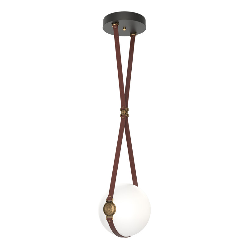 Luminaire suspendu à DEL Derby Globe, Brun britannique, H 42,5 po x l 10,9 po x P 10 po, Laiton antique