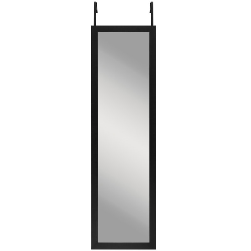 Anjolina 12 x 48 Over The Door - Full Length Hanging Mirror with Shatter-Resistant Glass, Black