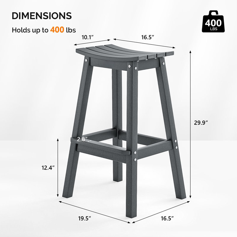 Ensemble de 2 tabourets de bar d'extérieur, Gris, Tabouret de bar (siège d'une hauteur de 29,9 po)