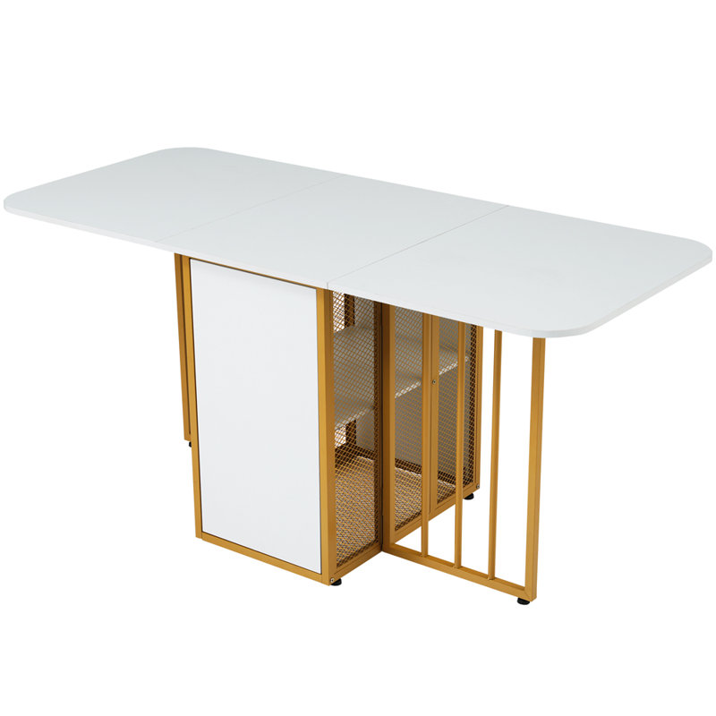 Beahn 160 cm Extendable Rectangular Dining Table, Gold