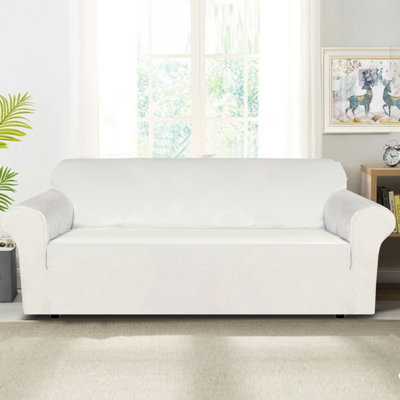 Luxurious Soft Velvet High Stretch Fitted Furniture Protector Box Cushion Non Slip for Large Sofa Slipcover