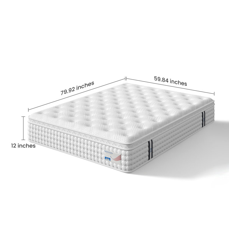12 Inch Queen Hybrid Mattress, Medium Firm Feel with Memory Foam and Pocketed Innerspring, Breathable Cooling Cover, CertiPUR-US Certified, Motion Isolation and Spine Support