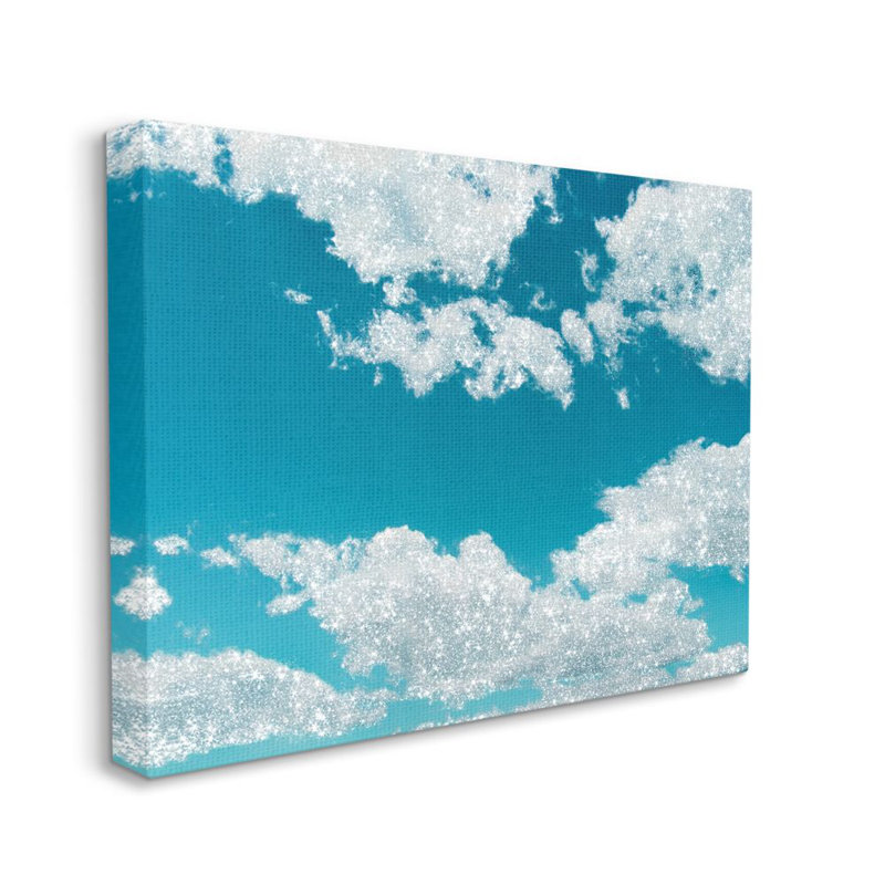 «Glam Sparkle Clouds Across Blue Sky Glitz» par Ziwei Li - impression, Toile tendue, H 36 po x l 48 po