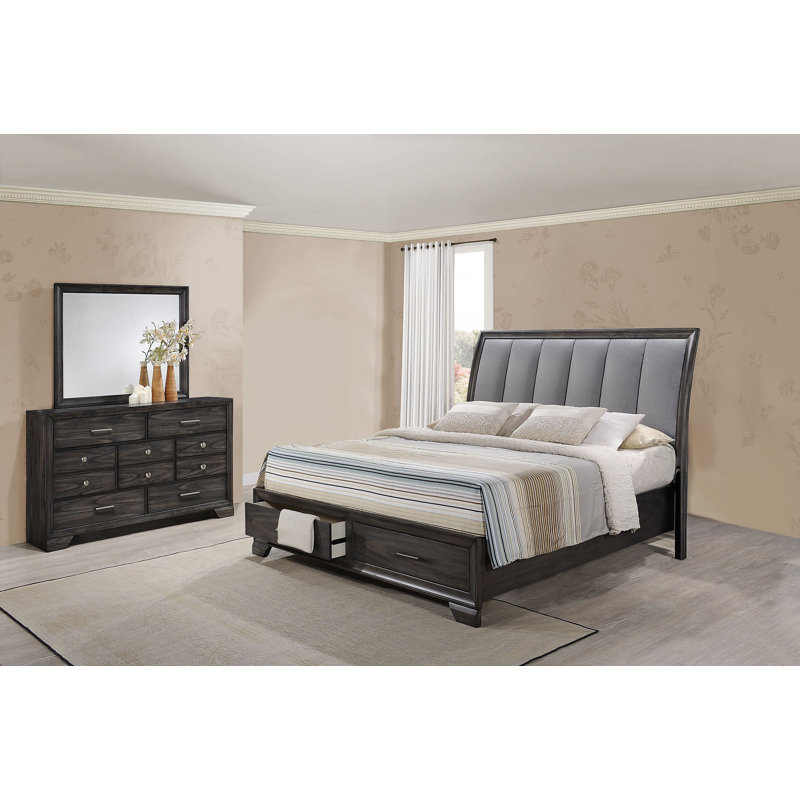 Ensemble de chambre avec lit plateforme de rangement Rodericka 3-2_Natividad, Très grand