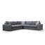 Canapé d'angle moderne - Anthracite, 111,0 x 111,0 x 33,5 pouces | Structure en bois de hêtre et en carton, tissu 100% polyester | Coussins durables en mousse dure de 18 po. Et 24 po. De plumes | Design scandinave élégant avec pieds en noyer