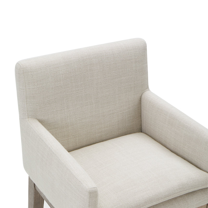 Tabouret de comptoir avec accoudoirs Bethea, Lin Performance Effie