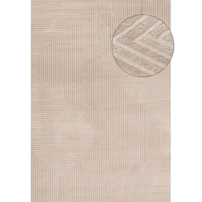 Carmel Modern Geometric Beige Area Rug, Rectangle 80 x 150 cm