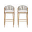 Tabourets de bar d'extérieur de 30,25 po de hauteur avec dossier en PE en rotin de forme festonnée, ensemble de 2-129131930-129131932