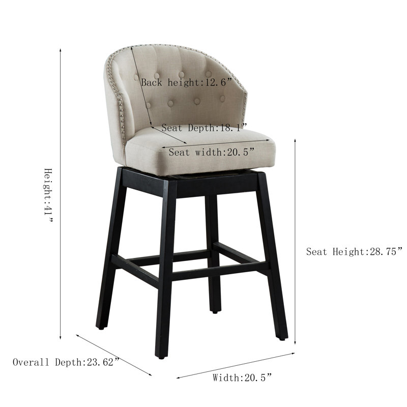 Tabouret de bar rotatif 28,75 po Olcay, Brun clair, 4