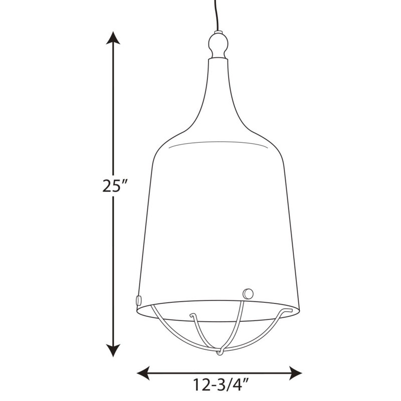 Robbs 1 - Light Single Pendant, Black, 25" H x 12.75" W x 12.75" D