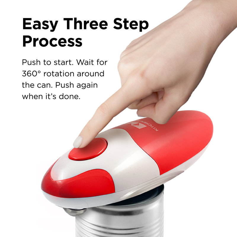 Red and White Battery Operated Electric Can Opener