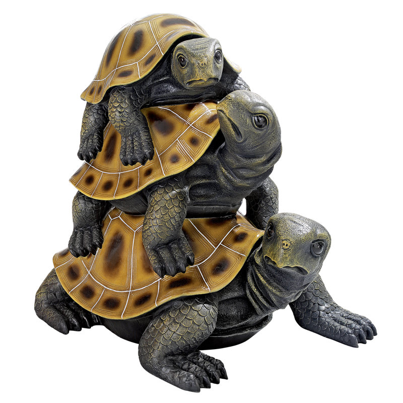 Giant Hand-Painted Resin Stacked Turtle Garden Statue