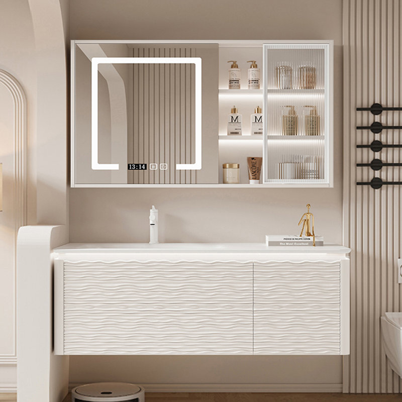 Armoire de salle de bain simple de style nordique, H 19,7 po x l 55,1 po x P 21,7 po, Blanc