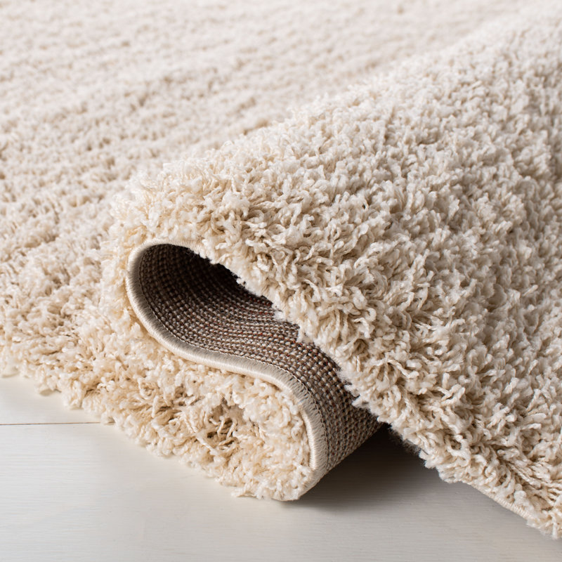 Tapis de couleur unie à poils longs Rizco Performance, Rond 4 pi