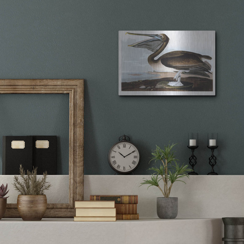  «Brown Pelican» par Stellar Design Studio, art mural en métal, 16 po x 12 po, H 12 po x l 16 po