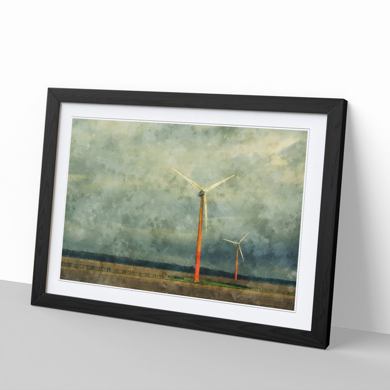 Wind Turbines Vol.2 - Picture Frame Painting, 27cm H x 36cm W x 2cm D, Black Framed