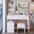 41" Large Vanity Desk With Left Drawer, Cushioned Stool, Power Outlet (2 AC + 2 USB), Hair Dryer Holder, And Extra Large LED Touch Mirror (3 Color Settings) | Gift Idea-1773196750