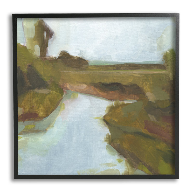 Paysage flou du ruisseau Country, Giclée encadrée noir minuit, H 12 po x l 12 po