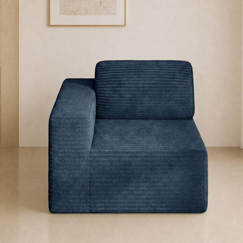 1 Seater Corduroy Sectional, Blue