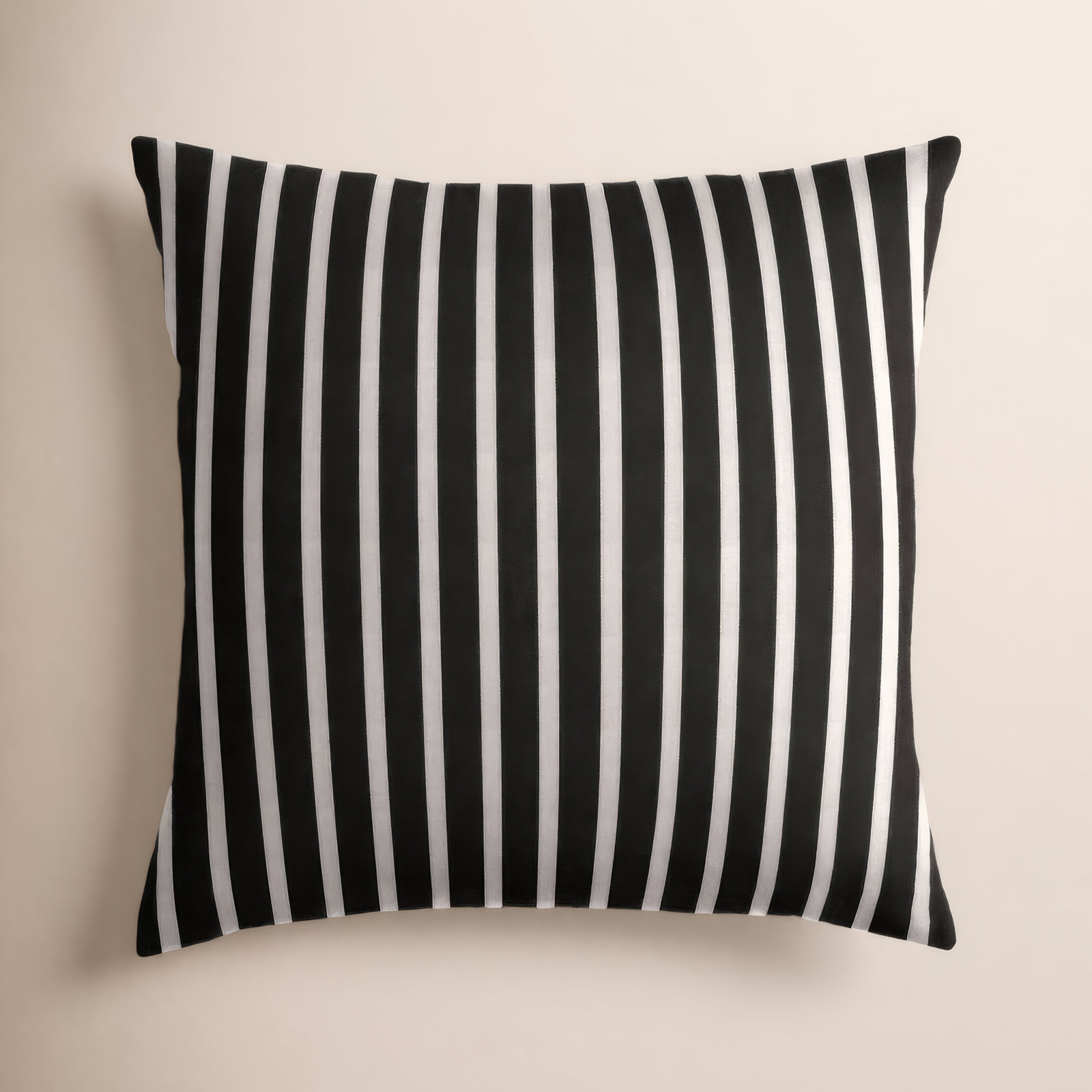 Sunbrella Shore Striped Indoor/Outdoor Throw Pillow, 18" x 18" x 6", Black