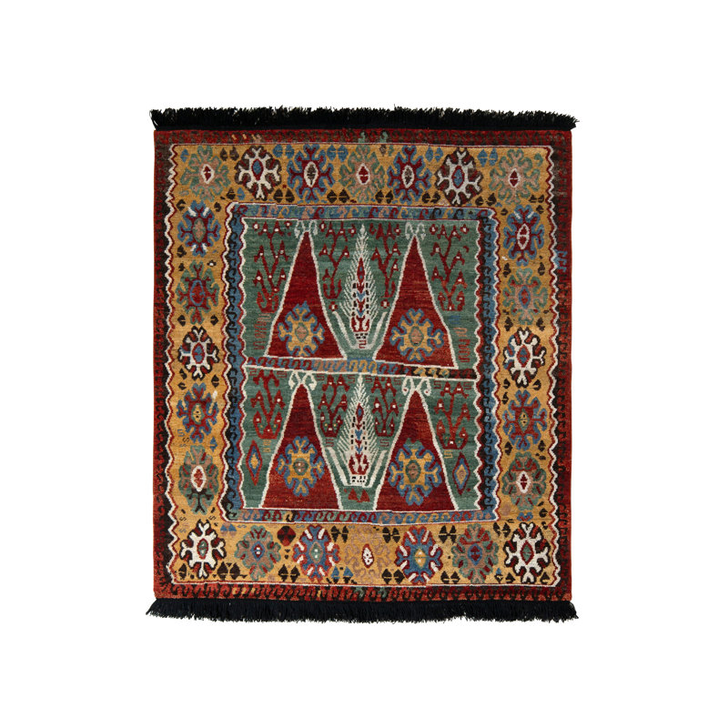 Rug & Kilim’S Classic Tribal Rug In Red And Gold Geometric Pattern, Runner 3' x 12'