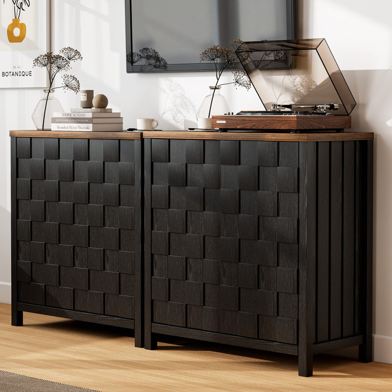2 - Door Rectangle Accent Cabinet, Black