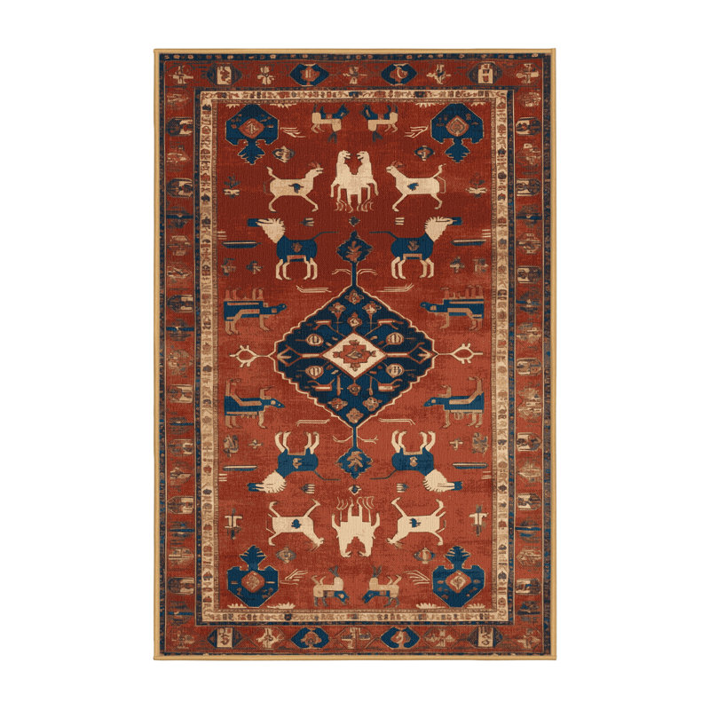 Machine Washable Persian Brown Area Rug, Rectangle 8' x 10'