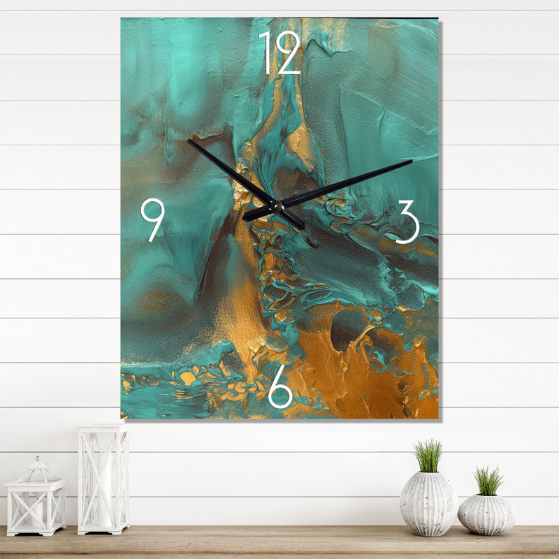 Horloge murale moderne Whirling Waves II - Peinture abstraite, H 40 po x l 30 po x P 1 po