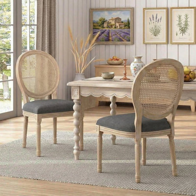 French Country Cane Dining Chairs Set