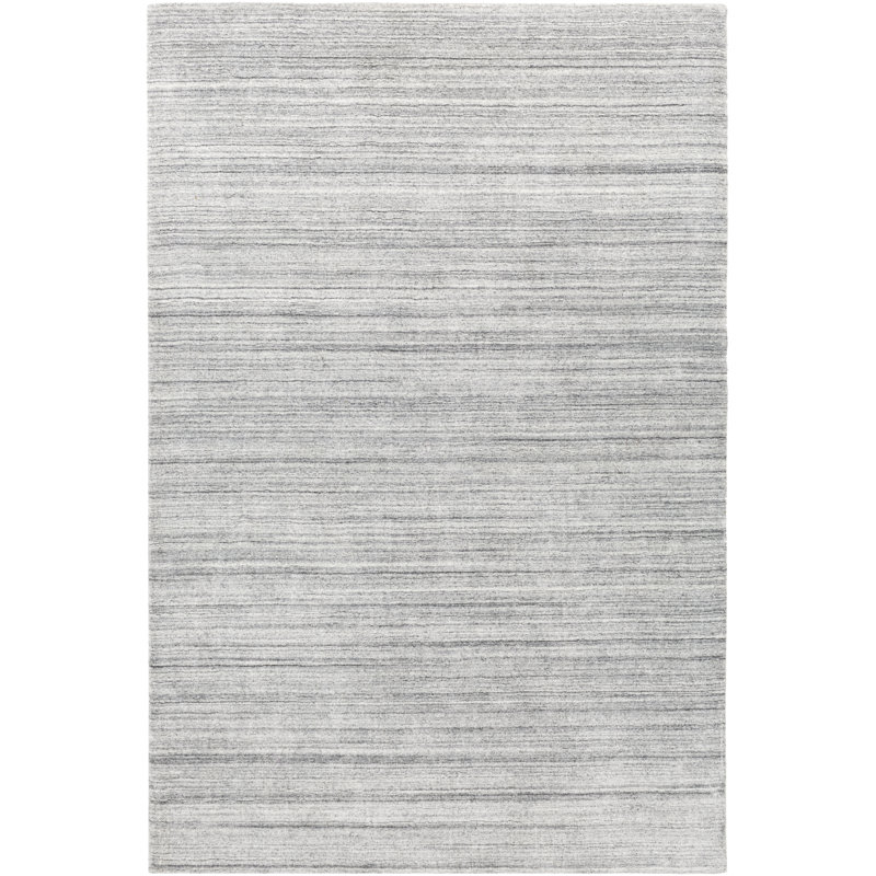 Tapis rayé gris noué à la main Munana, Rectangle de 10 pi x 14 pi