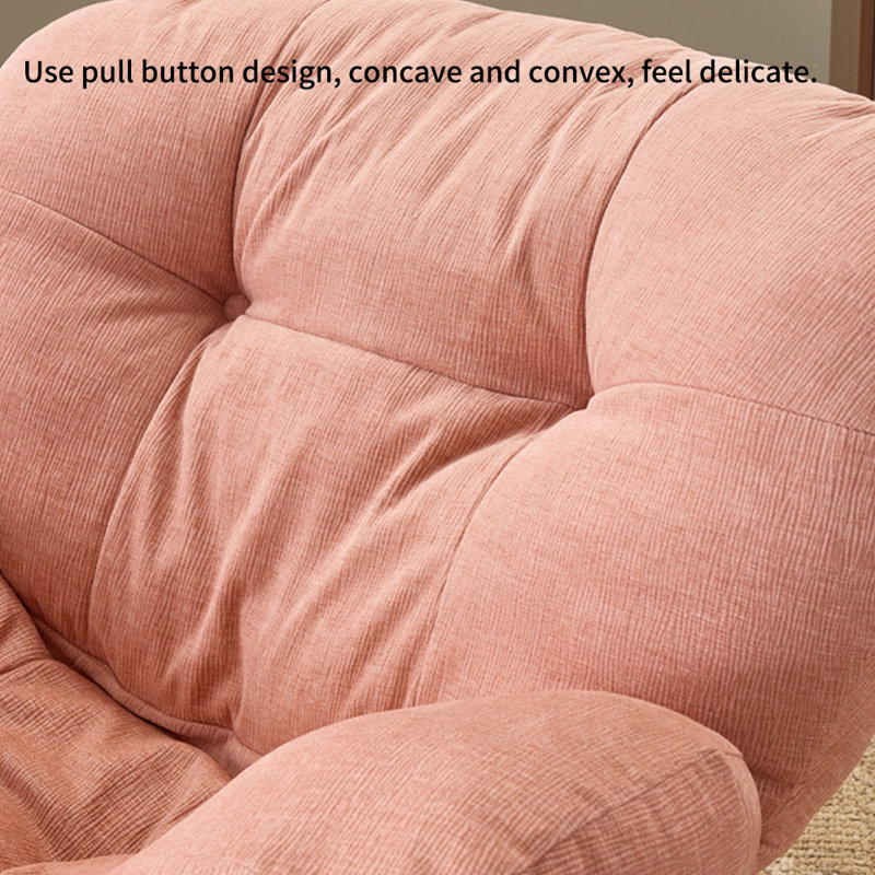 Chaise berçante ergonomique en métal capitonné, Beige / rose
